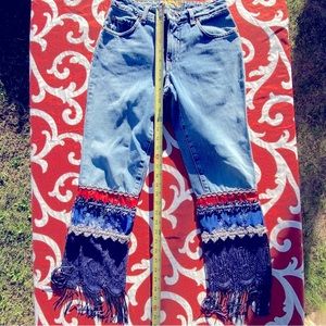 Vintage JNCO Jeans Tassels embroidered high rise size 0 25